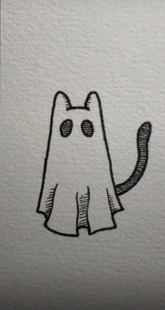 a drawing of a ghost cat on paper