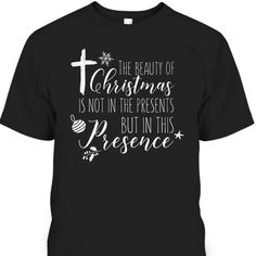 Christian Christmas Religious The Beauty Of Christmas Is Not In The Presents. Welcome to our Christmas collection! Here, you'll find a beautiful assortment of festive clothing that celebrates the true meaning of Christmas – the birth of Jesus Christ. Our collection features a range of tasteful and stylish designs, perfect for showcasing your faith throughout the holiday season. From cozy sweaters to elegant shirts and accessories, each piece in our collection is thoughtfully designed to help you