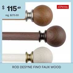 two wooden and white door knobs with the price $ 15 99 reg $ 75 00