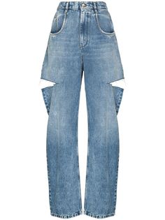 Maison Margiela Distressed straight-leg Jeans - Farfetch New Cut, Van Cleef Arpels, Washed Jeans, Dress Size Chart, Lady Dior, Hermes Birkin, Color Azul, Cut And Style, Wide Leg Jeans