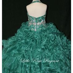 Absolutely Stunning Girls Full Ball Gown Pageant Dress. Princess Style Green Ball Gown For Pageant, Pageant Gown With Ruffles And Fitted Bodice, Fitted Green Ball Gown For Dress-up, Fitted Green Ball Gown For Pageant, Fitted Green Ball Gown For Pageants, Elegant Green Ball Gown For Pageant, Green Princess Style Pageant Dress, Elegant Green Pageant Dress For Dress-up, Green Princess Gown For Pageants