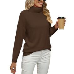 Uvplove Women 2023 Fall Casual Turtleneck Batwing Sleeve Chunky Oversized Ribbed Knit Tunic Sweaters Pullover is going to be the newest staple in your wardrobe!Living up to its namesake,this sweater is unbelievably soft,lightweight,and cozy youre going to have to feel it to believe it.Long sleeve batwing sweater with turtleneck,simply and casual,soft and cozy knitted material is chunky enough to keeps you warm in fall or winter! The bat Sleeves are slso the core design of this sweater, making it Tunic Sweaters, Sweater With Turtleneck, Soft Knit Cardigan, Casual Turtleneck, Shrug For Dresses, Batwing Sweater, Chunky Knit Jumper, Stylish Winter Outfits, Hem Sweater