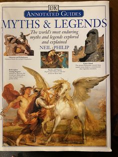 an old book with pictures of angels and legendies on it's front cover