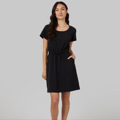 Nwt 100% Polyester - No Stretch - Side Pockets - Cinched Waist - Adjustable Drawstring Casual Black Mini Dress With Tie Waist, Pocket Dress, Cinched Waist, Womens Dresses, Women Shopping, Dresses, Black, Color