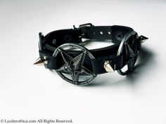 Black Leather Baphomet Bracelet. - High quality leather. - 3 Metal Baphomet | Goat of Mendes pentagrams on top. (Gunmetal colour) - Closes with a buckle. - 4 silver colour cone studs between the Baphomet pentagrams. - Handmade Min size: 20cm | max size: 23cm Leather is 2cm in width Worldwide Shipping More jewellery, accesoires, altar equipment and much more can be found at www.luciferothica.com © Luciferothica.com All Rights Reserved. Black Metal Gothic Wristband, Gothic Silver Adjustable Wristband, Gothic Adjustable Silver Wristband, Adjustable Silver Gothic Wristband, Gothic Style Adjustable Silver Wristband, Silver Gothic Adjustable Wristband, Symbolic Black Metal Bracelets, Gothic Black Wristband For Halloween, Black Symbolic Metal Bracelet