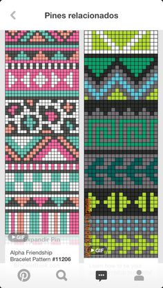 two cross stitch patterns on an iphone