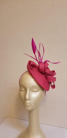 Elegant hot pink Fascinator! Classic style to go with a variety of outfits: bridesmaids, cocktail party, Kentucky Derby, Rehearsal dinner, Easter and church outfits. Ones with hair clip and headband. - Ready to ship - Fast Shipping - Free Shipping - Group discount available - Customize by adding different color flowers and or feathers - Headband and Hair clip It comes in other colors see their links below: YELLOW COLOR: https://www.etsy.com/HatsandPearls/listing/599468108/royal-blue-fascinator-h Whimsical Pink Headband Fascinator, Pink Adjustable Costume Hat, Pink Headband Fascinator For Kentucky Derby, Pink Structured Crown Headpiece For Kentucky Derby, Pink Headband Fascinator For Races, Pink Pinched Crown Headpiece For Races, Pink Wedding Headband Costume Hat, Pink Headband For Royal Ascot Costume, Pink Structured Crown Headpiece For Party