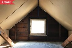 an attic with no roof is shown in this image