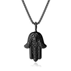 PRICES MAY VARY. Hamsa hand/Hand of hamsa pendant: 1.3*1*0.35"(3.4*2.6*0.9cm) Black Obsidian Black Stainless Steel Box Chain: 20"(50cm) Protection Amulet: This Hamsa hand pendant necklace is not only a fashion jewelry, but also be an amulet, which could give you protection Gems Properties: Obsidian is said to impel us to grow while still lending support, shield you from affecting by malignant energies and also help to keep your thoughts positive Customer Service: This hamsa hand necklace comes w Hand Of Hamsa, Black Obsidian Necklace, Hamsa Hand Necklace, Black Obsidian Stone, Obsidian Necklace, Hand Pendant, Hamsa Pendant, Obsidian Stone, Hand Necklace