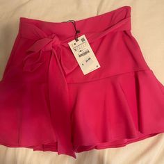 Brand New Never Worn Zara Pink Mini Skirt (Shorts Under) Spring High Waist Skort With Built-in Shorts, Spring Party Mini Skirt With Built-in Shorts, Pink Skort With Built-in Shorts, Pink Skirt Bottoms With Built-in Shorts, Summer Mini Skirt With Built-in Shorts For Spring, Summer Skirts With Built-in Shorts, Pink Short Skirt With Built-in Shorts, Summer Skirt Shorts With Built-in Shorts, Spring Summer Skort With Short Inseam