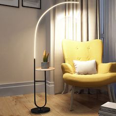 Modern Curve Standing Lamp - Metal Led 1 Head Living Room Floor Lighting White Light Flooring Living Room, Bedside Floor Lamp, Floor Lamp Styles, Modern Bedside Table, Marble Tray, Black Bedroom, Side Table Lamps, Stand Light, Arc Floor Lamps