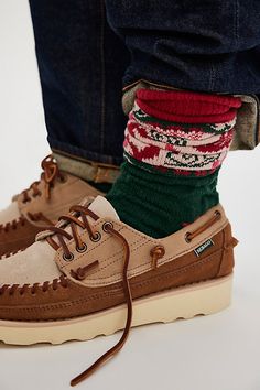 Just as cool as they are classic, these super cozy socks are featured in a tall, scrunch-able style with color blocking throughout and timeless, vintage-inspired printing for the perfect finishing touch. | Playing Koi Tall Nordic Socks by Reliable Of Milwaukee at Free People in Green Retro Cotton Socks For Winter, Retro Winter Cotton Socks, Multicolor Retro Winter Socks, Nordic Socks, Tall Socks, Vintage Socks, Green Socks, Compression Sleeves, Cozy Socks