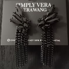 Only **1** Pair Left!!! New!!! Vera Wang Goth Black Metal/Black Crystal Drop Earrings**Be Dark, Be Dramatic With These Black On Black Earrings! These Bold Earrings Feature Marquise Shaped Black Crystals With 4 Black Chains Dangling Below! Incredible Earrings To Add To Your Jewelry Collection!**Earrings Are 2.5" Long/Post Backs**New On Hang Tag! Vera Wang Jewelry, Bold Earrings, Black On Black, Black Chain, Simply Vera Wang, Crystal Drop Earrings, Black Earrings, Simply Vera, Crystal Drop