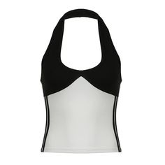 Please refer to our sizing chart for a guideline when choosing a size. 5 business days order processing time. 90% polyester 10% spandex Fitted Summer Top With Splicing Details, Trendy Fitted Tops With Contrast Stripes, Black Color Block Tank Top For Summer, Black High Stretch Backless Top, Fitted Black Top With Contrast Stripes, Stretch Tops With Contrast Color, Black T-back Top For Spring, Black Fitted Top With Contrast Stripes, Chic Fitted Top With Contrast Stripes