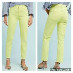 Cara High-rise Cigarette-ankle Jeans In Yellow Size 29 New with tags Color: Blaze Yellow (neon) 1664-799 Approximate measurements : Waist laying flat 14.75" Hips 17.75" Rise 10.25" Inseam 26.25" A little discoloration by button Retail $198 Trendy Neon Yellow Bottoms For Spring, Yellow Neon, Citizens Of Humanity, Ankle Jeans, Yellow Color, Khaki Pants, High Rise, Neon, Women Accessories