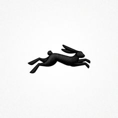 a black and white image of a rabbit flying through the air with it's legs spread out