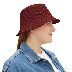 First, it protected fishermen from rain in the 1900s. Now, the personalized bucket hat is making its way to the very top of fashion picks for all ages. .: Material: 100% polyester.: Available in 2 sizes.: Sewn-in label.: Made in USA Small Large Circumference, in 22.01 24.02 Crown height, in 5.51 5.91 Brim length , in 2.17 2.17 Vintage Black Bucket Hat, Red Bucket Hat For Outdoor, Retro Black Brimmed Bucket Hat, Vintage Black Bucket Hat With Curved Brim, Vintage Black Wide Brim Bucket Hat, Red Wide Brim Bucket Hat For Outdoor, Red Brimmed Bucket Hat For Outdoor, Red Outdoor Bucket Hat With Short Brim, Red Bucket Hat With Short Brim For Outdoor