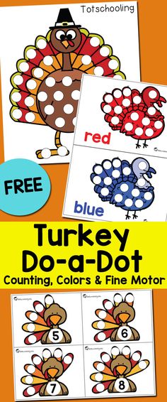 turkey do - a - dot counting game with free printables