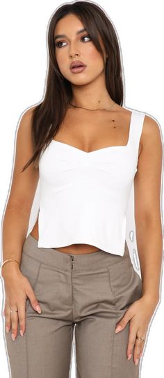 Chic Low-cut Tank Top With Built-in Bra, Chic Low-cut Summer Tank Top, Trendy Low-cut Tank Top For Summer, Chic Low-cut Top With Built-in Bra, Chic Low-cut Summer Top, Chic Seamless Low-cut Tank Top, Trendy Fitted Low-cut Tank Top, Chic White Low-cut Tops, Trendy Low-cut Tank Top With Built-in Bra