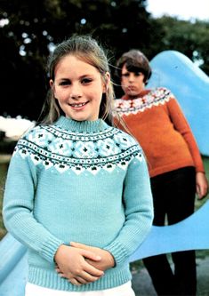 "Knitting Pattern digital download Lovely retro child's fair isle yoke jersey/sweater with crew neck using DK/8ply/double knit yarn. Sizes: 24-30\" chest Needles: 10 (UK) | 8 (UK) | 8 (UK) circular | 1 set of 4 double ended size 10 (UK) Gauge: 5 1/2 sts and 7 1/2 rows to 1 inch over st-st on 8 (UK) needles Check your tension and use size needles to achieve correct tension/gauge.  THIS PATTERN IS IN ENGLISH ONLY Please Note: This is not the original pattern or a finished item, it is a scanned copy of the original pattern in PDF format, to download and print." Jersey Sweater, Knit Art, Pdf Knitting Pattern, Yarn Sizes, Knitting Girls, Double Knit, Girls Sweaters, Double Knitting, Knitting Yarn