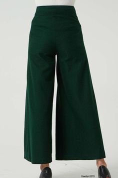 "This fashion green wide leg pants is designer from XIAOLIZI. The long wool pants made high waisted + front button and zipper closure + front two up entry pockets + many front pleated add to the wide leg cut of our maxi pant, makes the warm pants more fashionable and warm in winter, it's elegant and classic womens pants, come on! Your wardrobe should have it. DETAIL * Made from Wool fabric, polyester lining * front button and zipper * two up entry pockets * winter pant, warm pant, long pants, ma Green Wide Leg Winter Pants, Wide Leg Green Winter Pants, Full Length Green Pants For Fall, Green Straight Pants For Winter, Green High-waisted Wide Leg Pants For Fall, Green Straight Winter Pants, High Waist Green Wide Leg Pants For Fall, Chic Green Bottoms For Winter, Chic Green Winter Bottoms