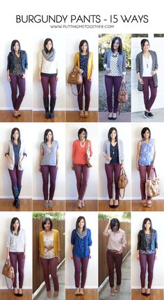 Burgundy Pants Outfit, Maroon Pants Outfit, Olive Pants Outfit, Maroon Jeans, Maroon Pants, Burgundy Pants, Mode Tips, Olive Pants, Burgundy Jeans