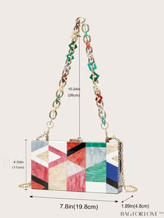 BagForLove - Compact Color-Block Square Bag Product Description Color Multicolor Pattern Type Colorblock Material PMMA Style Fashionable Type Square Bag Strap Type Chain Composition 100% Acrylic Size Chart INCH CM Bag Length Bag Width Strap Length Bag Height Handle Height 7.9 inch 1.8 inch 47.2 inch 4.3 inch 10.2 inch Bag Length Bag Width Strap Length Bag Height Handle Height 20 cm 4.5 cm 120 cm 11 cm 26 cm Details Pictures Similar Products h2 { text-align: center; } /* æ¢è¡ */ li{ white-space: normal; word-break: break-all; word-wrap: break-word; } .red-box { width: 100%; display: flex; flex-direction: row; flex-wrap: wrap; justify-content: center; } .red-box > div { width: 190px; height: 250px; margin: 10px; } .red-box > div > a > img { width: 190px; height: 250px; } .size-box { width: Multicolor Color Block Bag For Daily Use, Multicolor Color Block Bag For Shopping, Multicolor Color Block Shopping Bag, Trendy Rectangular Color Block Shoulder Bag, Multicolor Square Color Block Bag, Trendy Multicolor Crossbody Clutch, Multicolor Summer Clutch Bag, Trendy Multicolor Rectangular Box Bag, Multicolor Clutch Bag For Summer