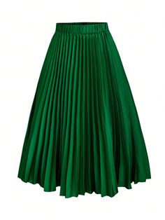 Plus Solid Pleated Skirt, For Christmas Maxi Women Outfit Green Casual   Woven Fabric Plain Pleated Non-Stretch  Women Plus Clothing, size features are:Bust: ,Length: ,Sleeve Length: Green Pleated Skirt, Bandana Hairstyles, Plus Size Skirts, Green Skirt, Kids Beachwear, Square Scarf, Flare Skirt, Wide Leg Jeans, Plus Clothing