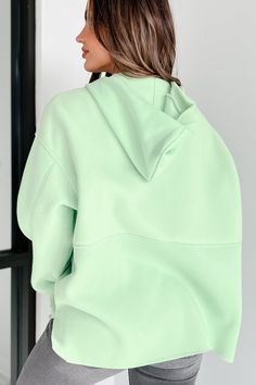 100% POLYESTER Brand: White Birch Model Wearing Size Small Color: Ultra Mint Green Fleece Material Buttoned Neckline Long Sleeve Front Pocket Oversized Fit Fabric Has Stretch 19" Armpit To Sleeve End 17" Armpit To Hemline For Model Size Specs Please Check Size Charts Launched: 12/3/23 Oversized Cozy Green Hoodie, Oversized Solid Color Hoodie With Crew Neck, Oversized Solid Sweater With Drawstring Hood, Green Oversized Hoodie Sweatshirt, Solid Color Fleece Hoodie, Winter Solid Color Hoodie For Loungewear, Solid Color Hoodie For Loungewear, Soft Textured Hoodie For Loungewear, Oversized Hooded Solid Color Tops