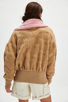 Effortlessly cool and cozy, this soft cardi features a sherpa fabrication and exaggerated collar detail with a front-zip closure and ribbed hems. **Fit:** Slouchy, relaxed fit **Features:** Cozy sherpa fabrication, exaggerated collar, front-zip closure, drop-shoulder sleeves with elasticated cuffs, ribbed hems, pockets for hands **Why We ❤ It:** This cardi adds the perfect cozy touch to every outfit. | Cozy Up Cardi by Free People in Tan, Size: M Cozy Outerwear With Ribbed Cuffs For Layering, Cozy Outerwear With Ribbed Collar For Layering, Cozy Outerwear With Ribbed Collar For Cold Weather, Cozy Outerwear With Ribbed Collar For Fall, Cozy Fit Long Sleeve Outerwear With Ribbed Collar, Winter Outerwear With Ribbed Collar For Layering, Exaggerated Collar, Cardigan Fashion, Knitwear Cardigan