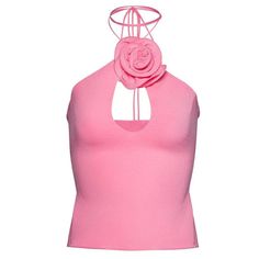 Pink Rose Halter Top - S / Pink - Tops Kawaii Tops, Kawaii Swimsuit, Egirl Fashion, Pink Halter Top, Dark Academia Clothing, Anime Lingerie, Egirl Outfits, Cottagecore Fashion, Anime Clothes