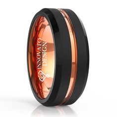 an orange and black wedding ring with the words, passion on it