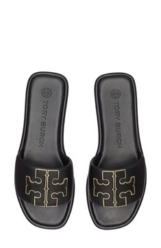 A sleek leather slide accented by Tory's signature double-T logo is ready to upgrade your warm-weather style. Style Name:Tory Burch Double T Sport Slide Sandal (Women). Style Number: 6195323. Classic Flat Slides With Removable Insole, Classic Slides With Removable Insole, Classic Slides With Leather Footbed, Designer Slides With Leather Footbed And Flat Heel, Luxury Flat Slides With Leather Footbed, Classic Black Slides With Flat Heel, Classic Black Slides With Rubber Sole, Designer Slides With Leather Footbed And Round Toe, Designer Slides With Round Toe And Leather Footbed