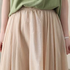 "you can wear it as a casual skirt for travelling, having a picnic with your friends, dating and shopping, Perfect for lazy days that you want to sustain a chic and stylish appearance. DETAIL * More colors available https://etsy.me/2T1UpyE * 75% linen, 25% cotton * Cotton liner * Elastic waistband * Without pockets * pleated waist detail * Plus size skirt * Circle skirt * Perfect summer spring skirt * Dry clean * The model is 170cm (5′7″) tall with a 80cm (31.5\") bust, 66cm (26\") waist. She is Plain Long Skirt For Summer, Flowy Beige Skirt With Elastic Waistband, Casual Non-stretch Skirt With Elastic Waistband, Beige Flowy Skirt With Elastic Waistband, Flowy Beige Mini Skirt With Elastic Waistband, Casual Non-stretch Flared Skirt, Summer Plain Relaxed Fit Skirt, Casual Beige Maxi Skirt For Summer, Casual Skirted Skirt With Elastic Waistband