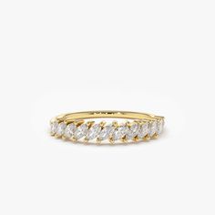 14K Gold Domino Marquise Wedding Band Marquise Wedding Band, Measure Ring Size, Marquise Cut Diamond, Gem Ring, Local Jewelry, Moissanite Jewelry, Bridal Bands, Wedding Band Sets, Marquise Diamond