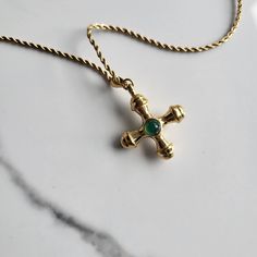 18K Gold Plated Cross Pendant with Green Centred Gem Rope Necklace Waterproof and tarnish free necklace  About 55 cm in length with adjustable ends make a fashion statement with this bold necklace Pendulum Necklace, Gem Pendant, Green Gem, Bold Necklace, Waterproof Jewelry, Green Gems, Rope Necklace, Cross Pendant, Jewelry Gift