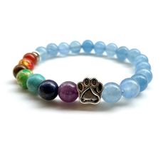 PRICES MAY VARY. SIZE - It fits most wrists because it is elastic; Bracelet Length: 7.28" / 18.5CM; Bead Diameter: 0.31" / 0.8CM CHAKRA BRACELET - It is made up of Seven Stones each of which correspond to the Seven Chakras of the body; Heal the chakras and bring them into balance COLORFUL BRACELET - It brings color to your monotonous dress, you can wear it in any occasions and it makes you eye catching; Bring beauty into your Life IDEAL GIFT - A gift for yourself or makes a great gift for a birt Colorful Bracelet, Bracelets With Meaning, Meditation Beads, Handmade Fine Jewelry, 7 Chakra, Chakra Bracelet, Lava Rock, Dog Paw, Elastic Bracelet