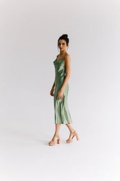 Silk Slip Dress Midi Bias Cut Silk Bridesmaid Dress Sage Green | Etsy Green Dress Simple, Bridesmaid Dress Sage Green, Bridesmaid Dress Sage, Silk Bridesmaid Dress, Slip Bridesmaids Dresses, Slip Dress Midi, Dress Sage Green, Silk Bridesmaid Dresses, Vintage Boho Wedding