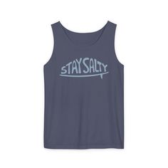 Our Stay Salty Surfboard Tank is made from garment-dyed fabric; this tank features a fun surfboard design and a relaxed fit for ultimate comfort. - 100% Ringspun US cotton- Medium fabric - Comfort Colors 9360 tank- Relaxed fit To keep your shirt's design as beautiful as possible, we recommend gently washing this garment with cold or lukewarm water. You can either tumble dry low or line dry.