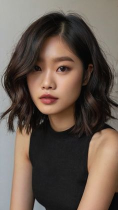 Wondering how to rock a Wavy Lob Dark Fall Asian this fall? This trendy hairstyle is perfect for adding movement and texture to your look. Click for tips on achieving this beautiful style! #WavyLobDarkFallAsian #FallStyles #AsianHairstyles #HairInspo #TexturedHair #ConfidenceBoost Dark Brown Lob Haircut, Hair Color For Asian, Asian Hair Wavy, Dark Lob Haircut, Asian Dark Brown Hair, Lob Wavy Hair, Asian Lob Haircut, Naturally Wavy Lob, Asian Hair Lob