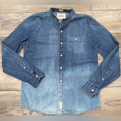 Size Small Excellent Condition - Looks Brand New!! Casual Faded Button-up Tops, Blue Button-up Denim Top For Fall, Blue Denim Shirt With Button Closure, Casual Long Sleeve Blue Denim Top, Casual Blue Long Sleeve Denim Top, Blue Denim Shirt With Buttons, Faded Button-up Top For Spring, Blue Casual Denim Top With Button Closure, Casual Blue Denim Top With Button Closure