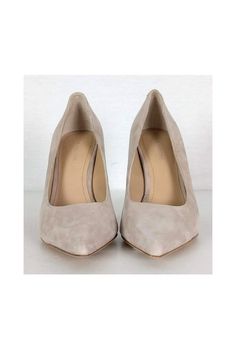 Step up your shoe game with these classic pumps from Pour La Victoire. Made in a rich cream hue with a timeless pointed toe. Style them for work or play. Size 5.5 - EU 36 Suede upper Leather lining & sole Pointed toe Rounded chunky heel Some wear on sole Slips on Heel height 3.75" Beige Pointed Toe Court Shoes With 4-inch Heel, Beige Court Shoes With 4-inch Heel For Work, Classic Beige Closed Toe Court Shoes, Classic Beige Heels With 4-inch Heel, Classic Beige Almond Toe Court Shoes, Beige Pointed Toe Court Shoes With Branded Insole, Beige Round Toe Heels For Work, Formal Beige Court Shoes With Branded Insole, Beige Heels With Sculpted Heel For Office