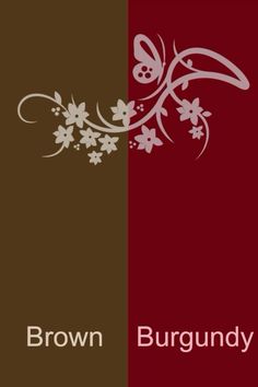 two brown and red banners with flowers on them