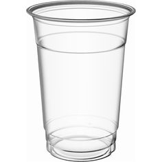 a clear plastic cup on a white background