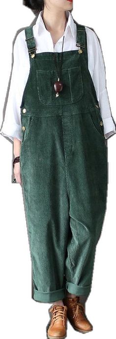 Corduroy Jumpsuit, Overalls For Women, Cotton Overalls, Corduroy Overalls, Women Bottoms, Green Jumpsuit, Fit Fashion, Bib Overalls, Casual Jumpsuit