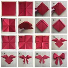 step by step instructions to make origami bows