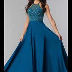 Blush High-Neck Long Prom Dress With Beaded Embellished Bodice, Criss Crossing Back Straps And Pockets. Back Zipper And Sewn In Bra Cups Year 10 Formal Dresses, Halter Top Prom Dresses, Two Piece Short Dress, Teal Gown, Matric Dance Dresses, Formal Dresses Australia, Blush Prom Dress, High Neck Prom Dress, Halter Prom Dresses