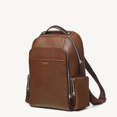 Reporter Zipped Brown Leather Backpack | Aspinal of London Luxury Leather Backpack For Commuting, Luxury Brown Backpack With Zipper Pocket, Classic Leather Commuting Bag, Luxury Leather Commuting Backpack, Brown Leather Backpack With Zipper For Commuting, Luxury Leather Backpack With Zipper For Commuting, Modern Brown Backpack For Business Trips, Classic Backpack With Leather Lining For Business Trips, Classic Brown Bag For Commuting