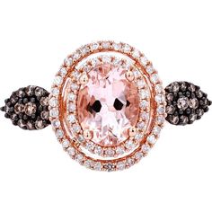 Rose Gold Oval Morganite Ring with Diamond Accents - 0.38 Carat Total Diamond Weight 14k Rose Gold Jewelry, Oval Morganite Ring, Love And Compassion, Diamond Birthstone, Ring With Diamond, Morganite Ring, Rose Gold Jewelry, Morganite, Estate Jewelry