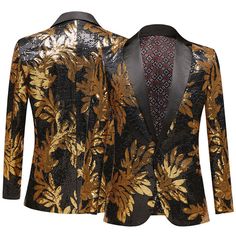 Long Sleeve Suits For Winter Party, Gold Tailored Party Tuxedo, Fitted Gold Suit For Holiday, Elegant Gold Suits For Winter, Gold Single Breasted Blazer For Wedding, Gold Single Breasted Blazer For Evening, Long Sleeve Wedding Suits For Party Season, Gold Single-breasted Suits With Long Sleeves, Gold Single-breasted Blazer For Evening